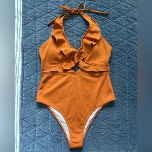 SHEIN Rust Orange One Piece Swimsuit Size Medium